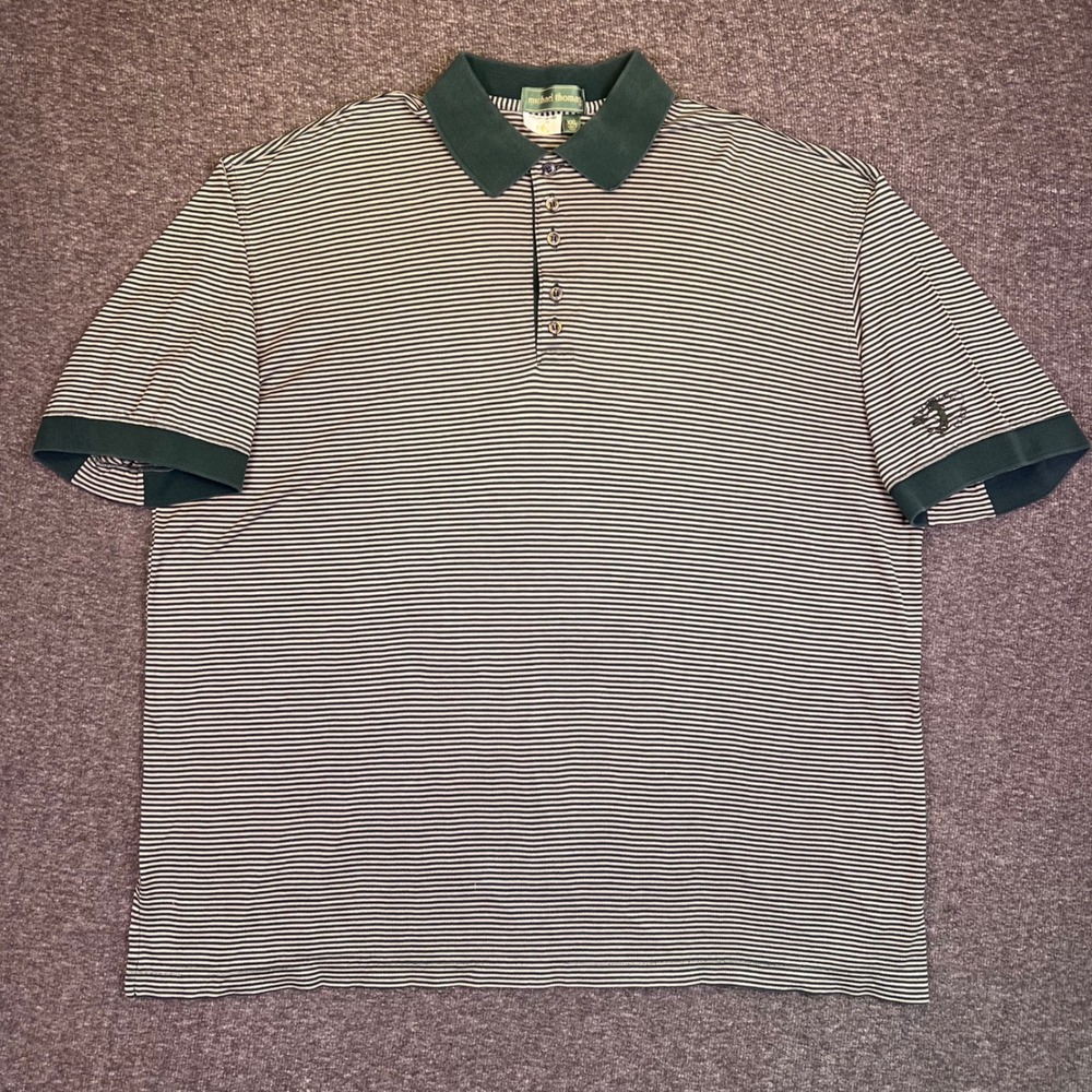 Michael Thomas Striped Polo Shirt Men 2XL Green Golf Roaring Fork Club Italy VTG